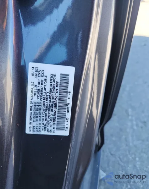 2014 Honda Odyssey Exl из США, поврежденный, VIN 5FNRL5H61EB080258